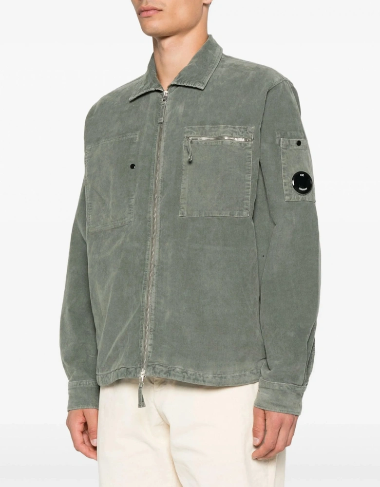 Corduroy Zip Overshirt Green