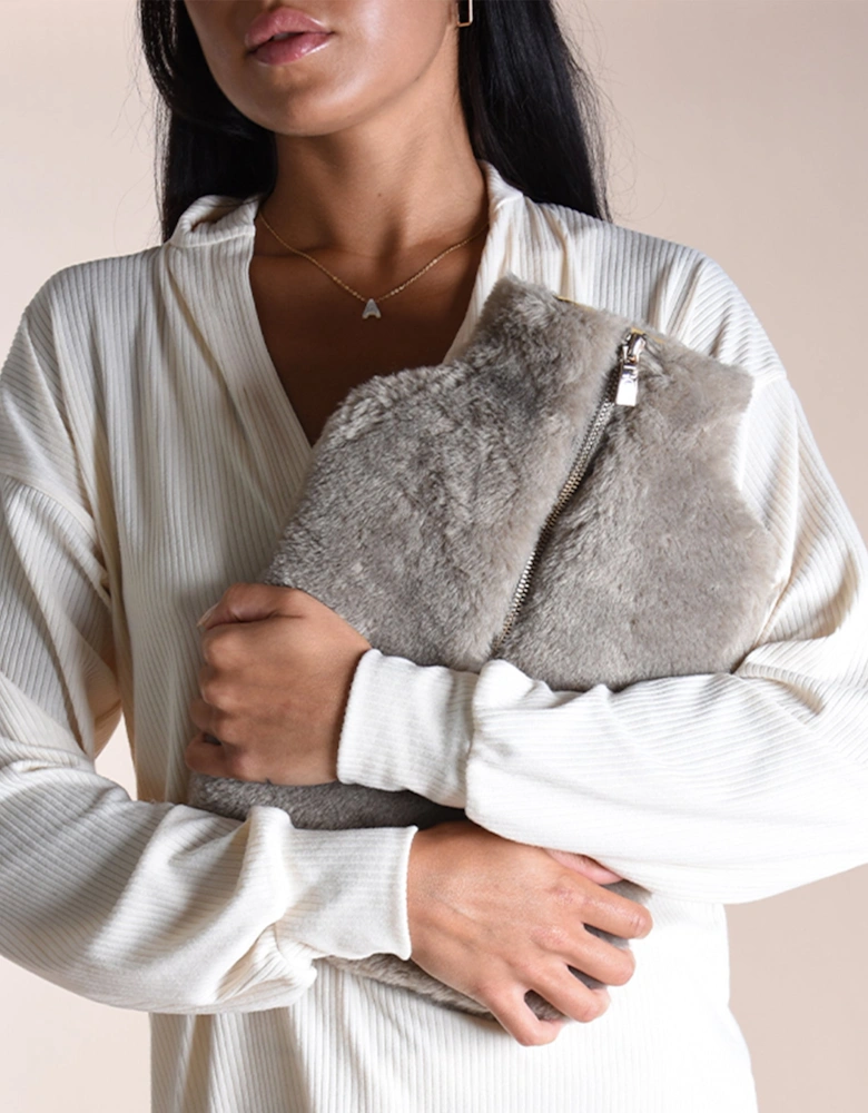 CLARA Faux Fur Hot Water Bottle Cover Grey