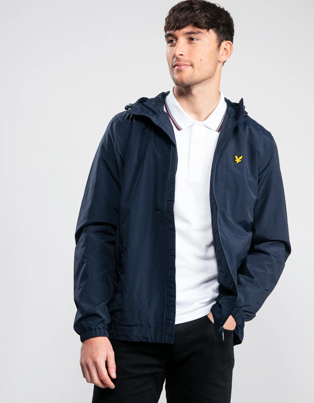 Men's Lyle & Scott Mens Zip Through Hooded Jacket - Z271 Dark Navy - Size: 38/Regular
