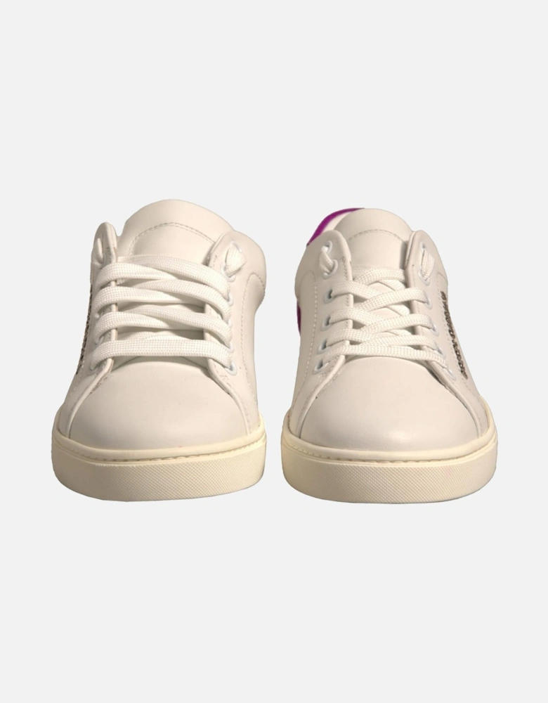 Calfskin Leather Low Top Sneakers with Logo Women - White