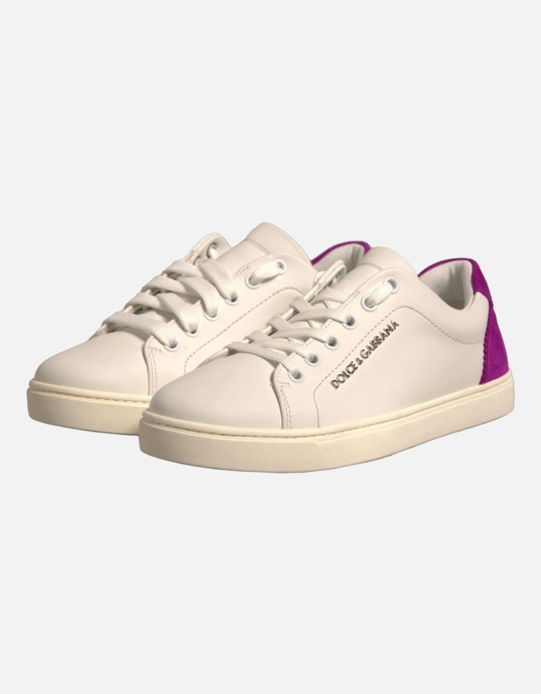 Calfskin Leather Low Top Sneakers with Logo Women - White
