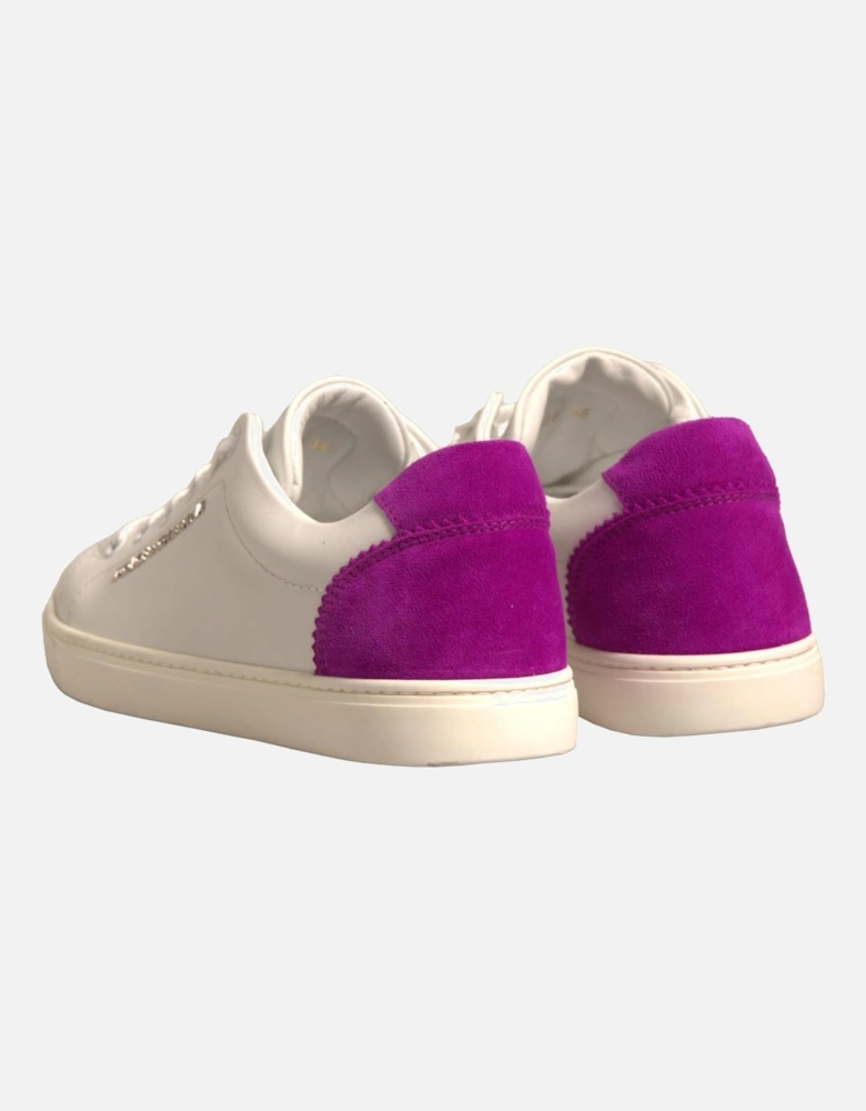 Calfskin Leather Low Top Sneakers with Logo Women - White