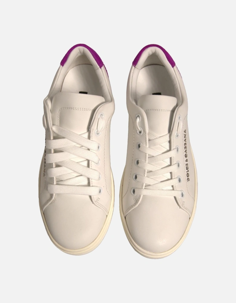 Calfskin Leather Low Top Sneakers with Logo Women - White
