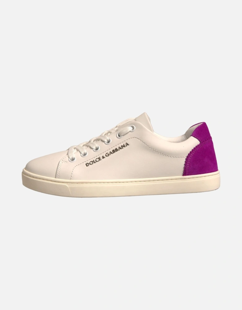 Calfskin Leather Low Top Sneakers with Logo Women - White