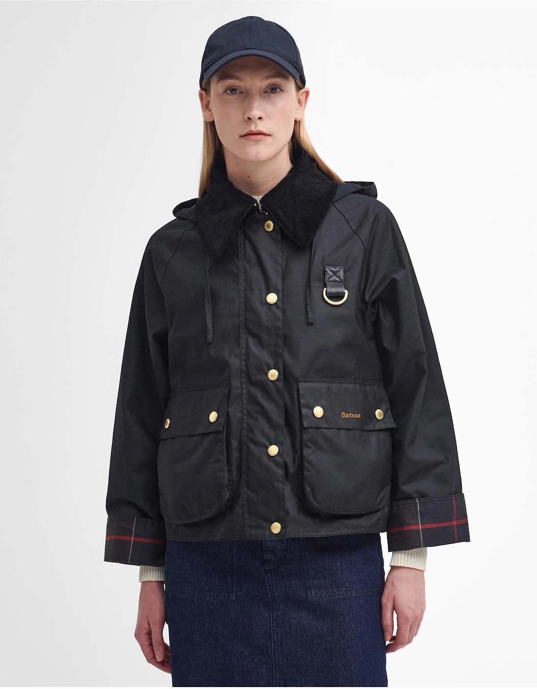 Women's Barbour Reighton Womens Wax Jacket - Black/Classic - Size: 10