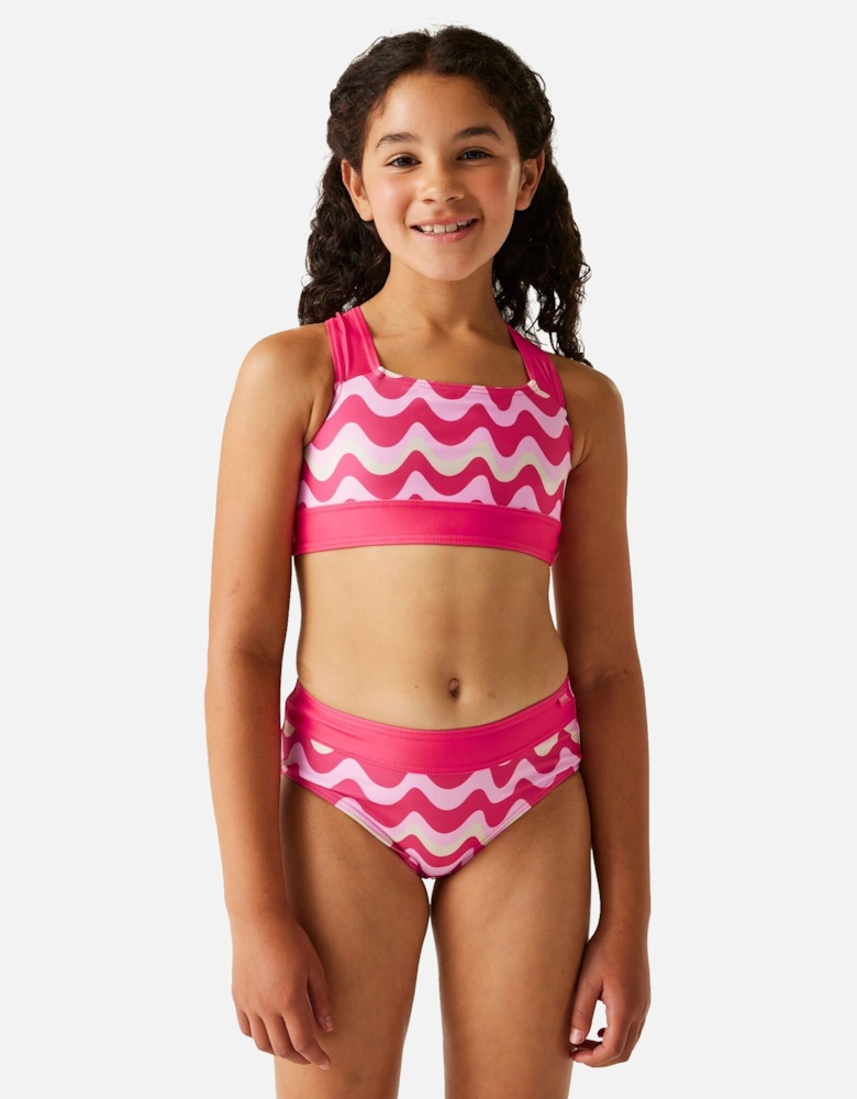 Girls Dakaria III Wavy Striped Bikini Set