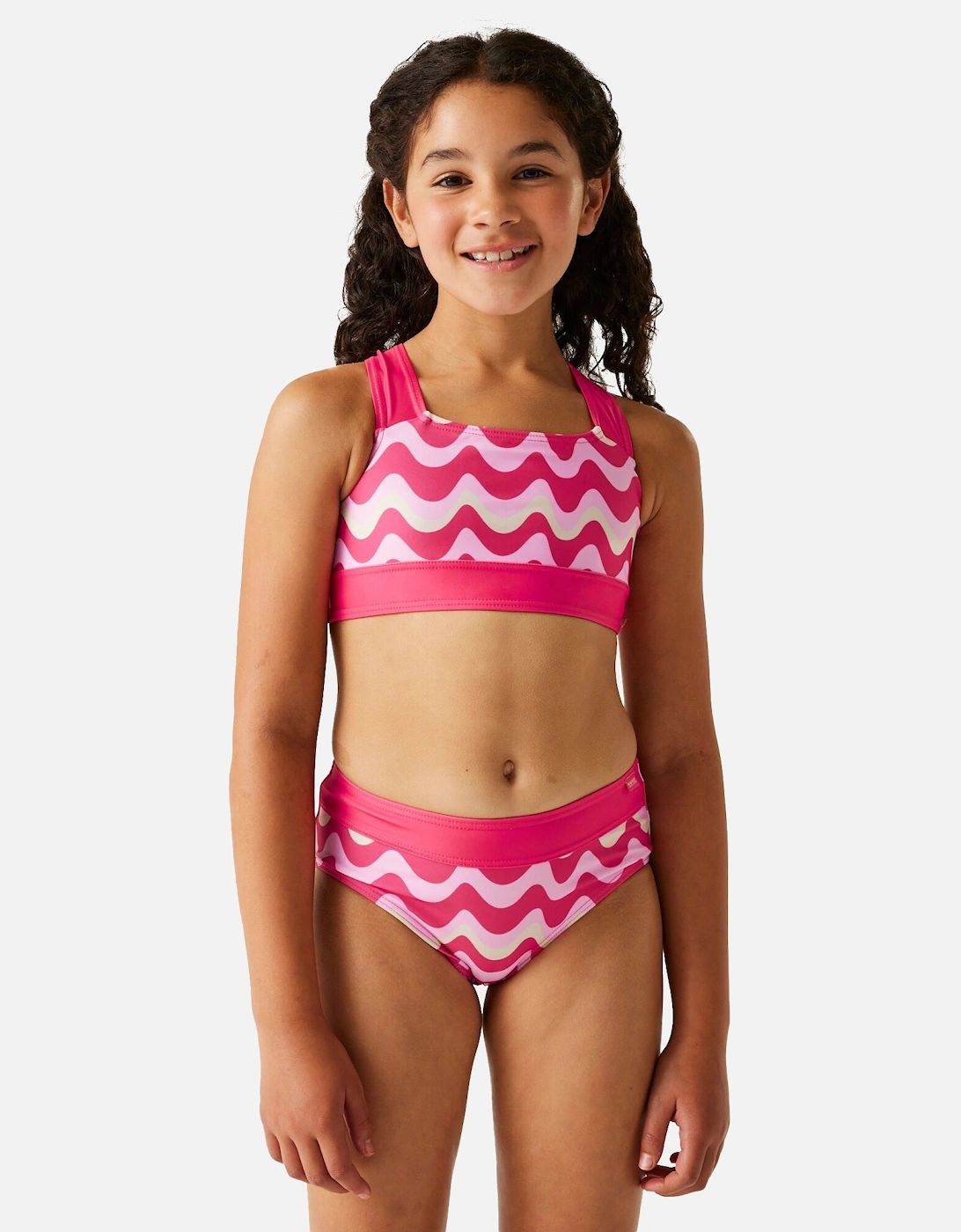 Girls Dakaria III Wavy Striped Bikini Set