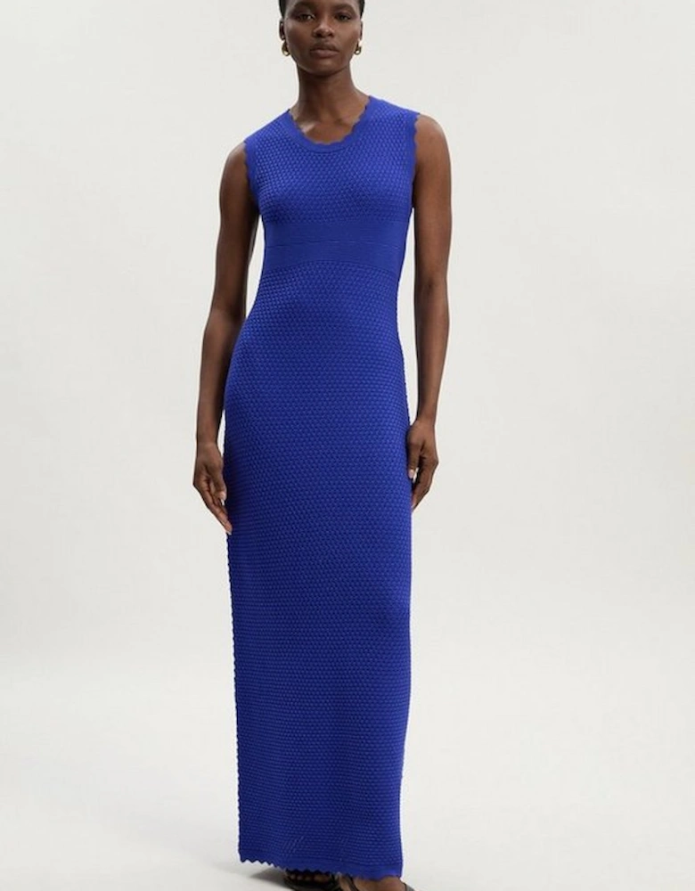Textured Stitch Wrap Back Knitted Maxi Dress