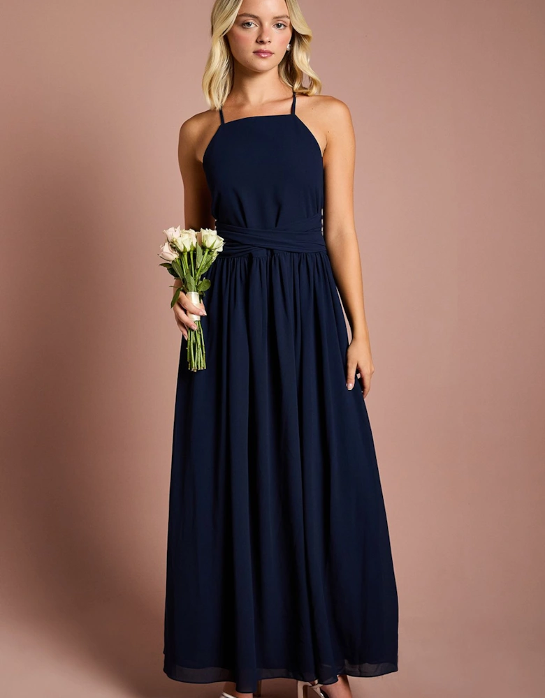 Teen Cross Front Detail Cami Bridesmaids Dress