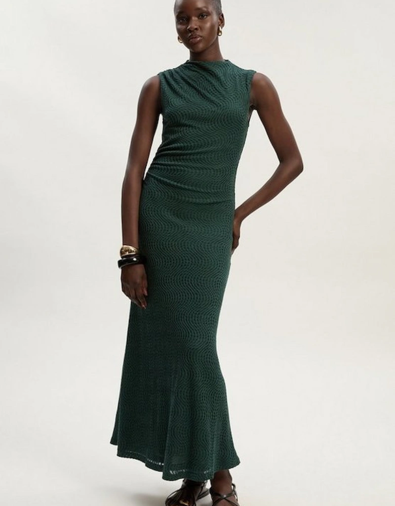 Sheered Textured Jersey Maxi Dress