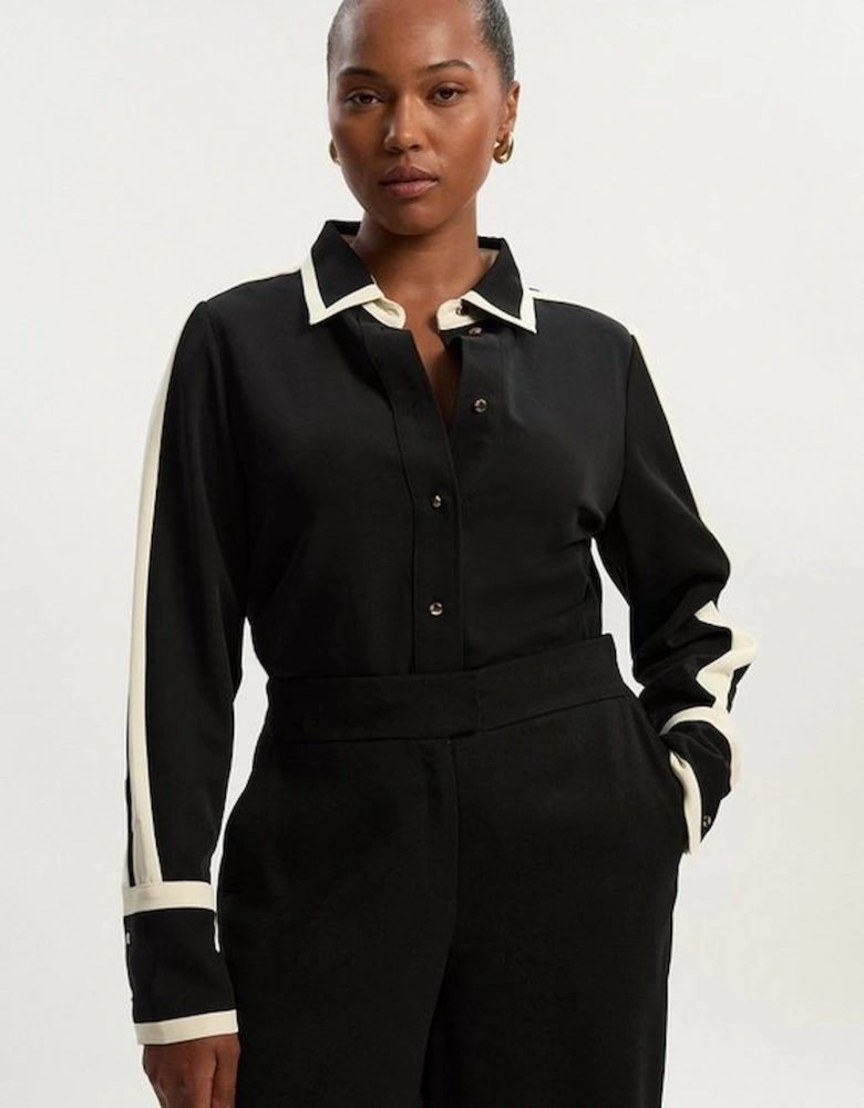 Plus Size Colour block Twill Woven Shirt