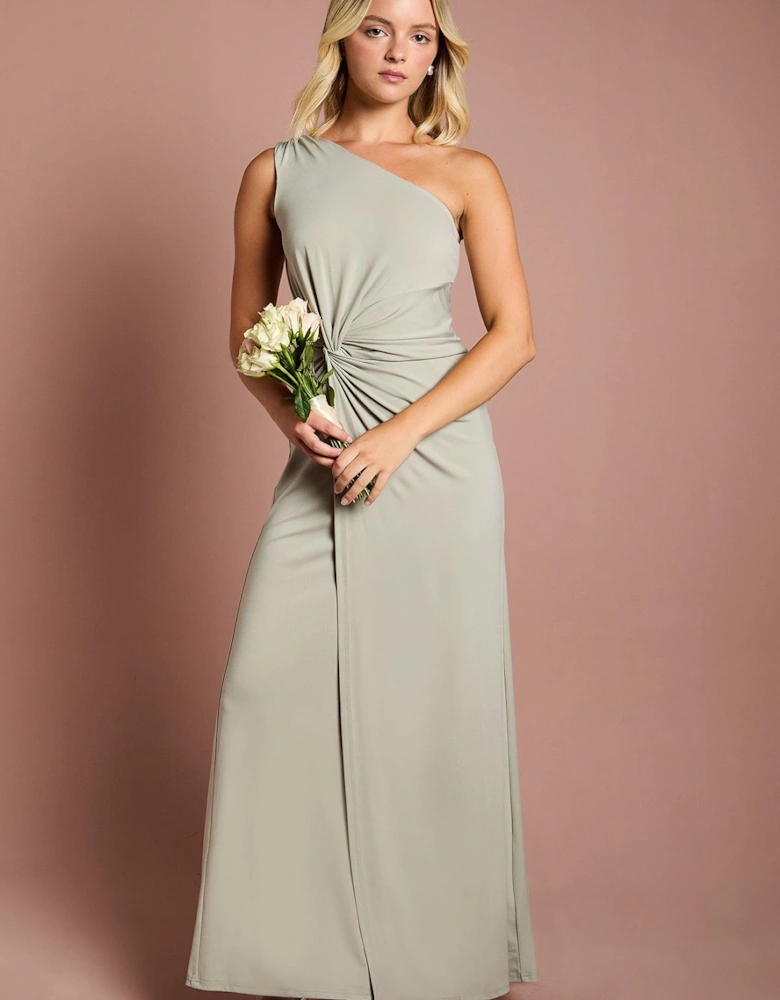 Teen Jersey One Shoulder Twist Detail Bridesmaid Dress