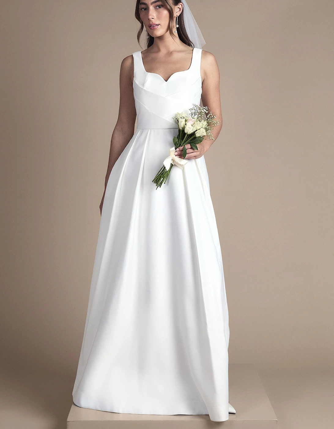 Satin Pleat Bodice Full Skirt Wedding Dress, 2 of 1