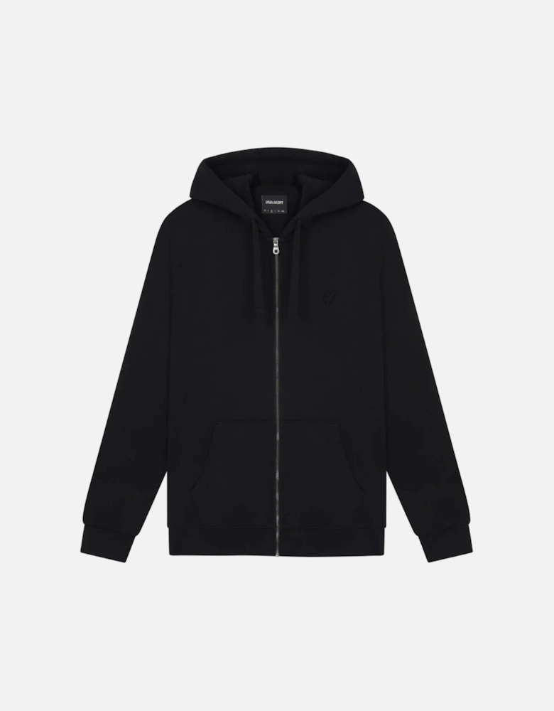 Lyle & Scott Tonal Eagle Jet Black Zip Through Hoodie