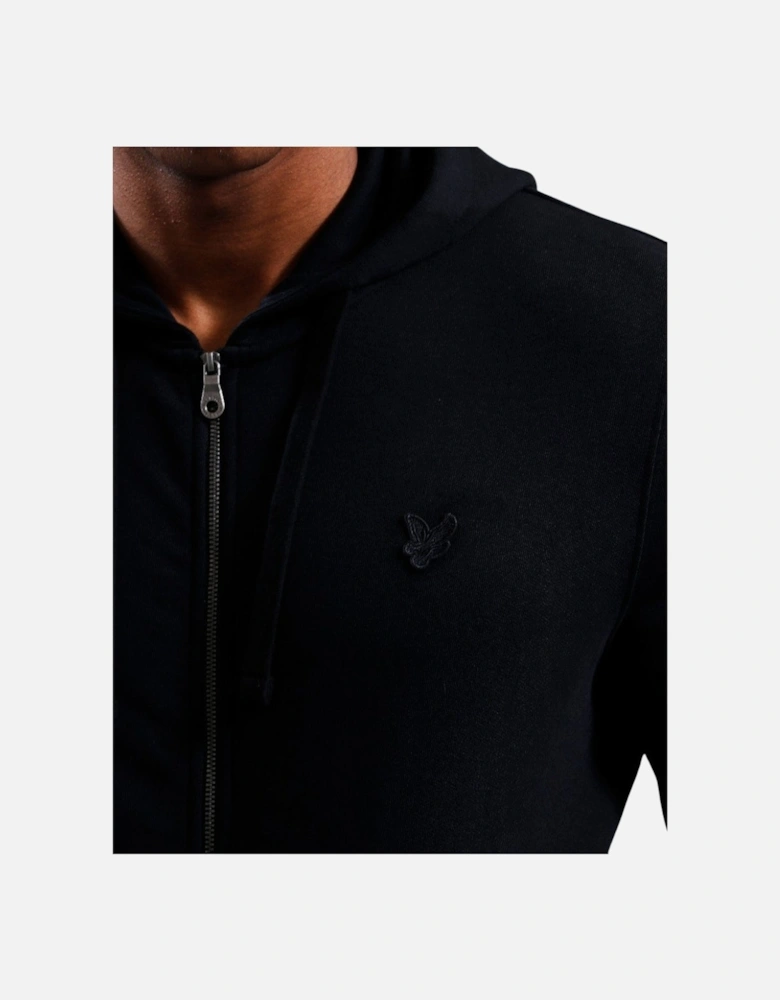 Lyle & Scott Tonal Eagle Jet Black Zip Through Hoodie