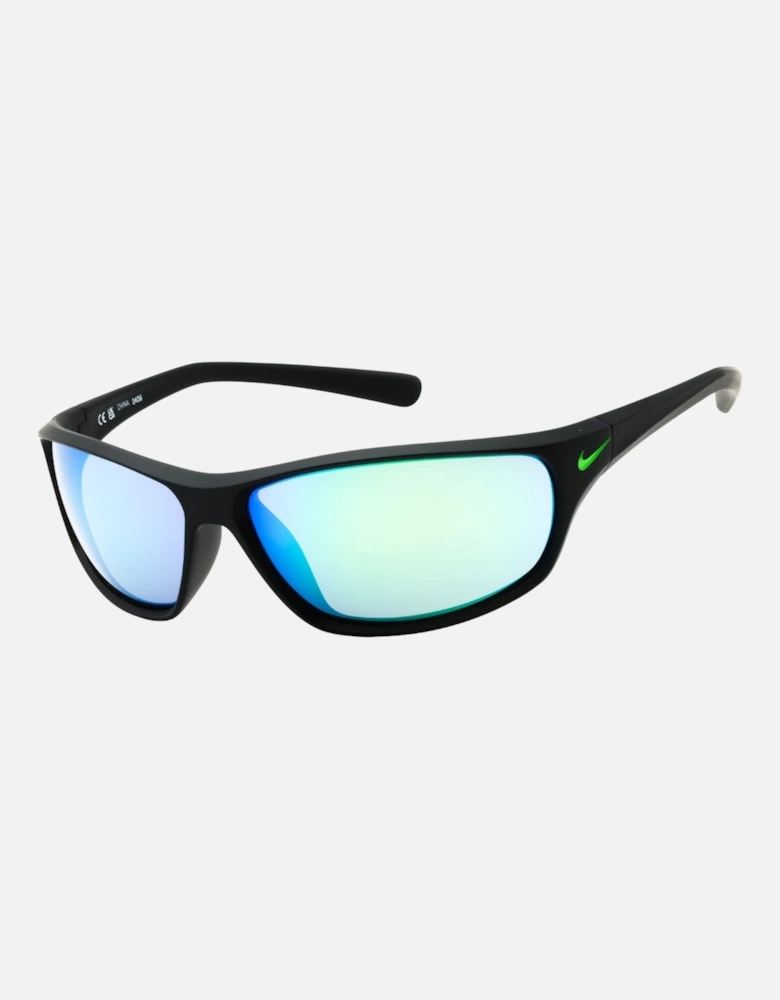 RabidGrey Green Mirror Lensed Matte Black Sunglasses