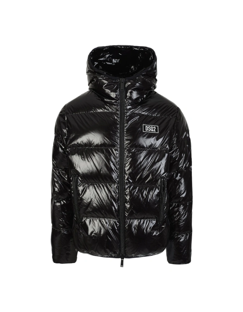 Gloss Effect Black Puffer Jacket