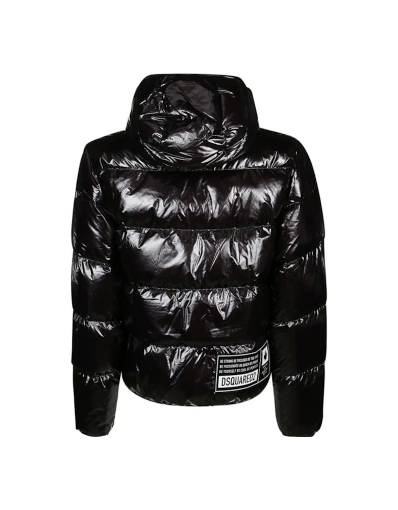 Gloss Effect Black Puffer Jacket