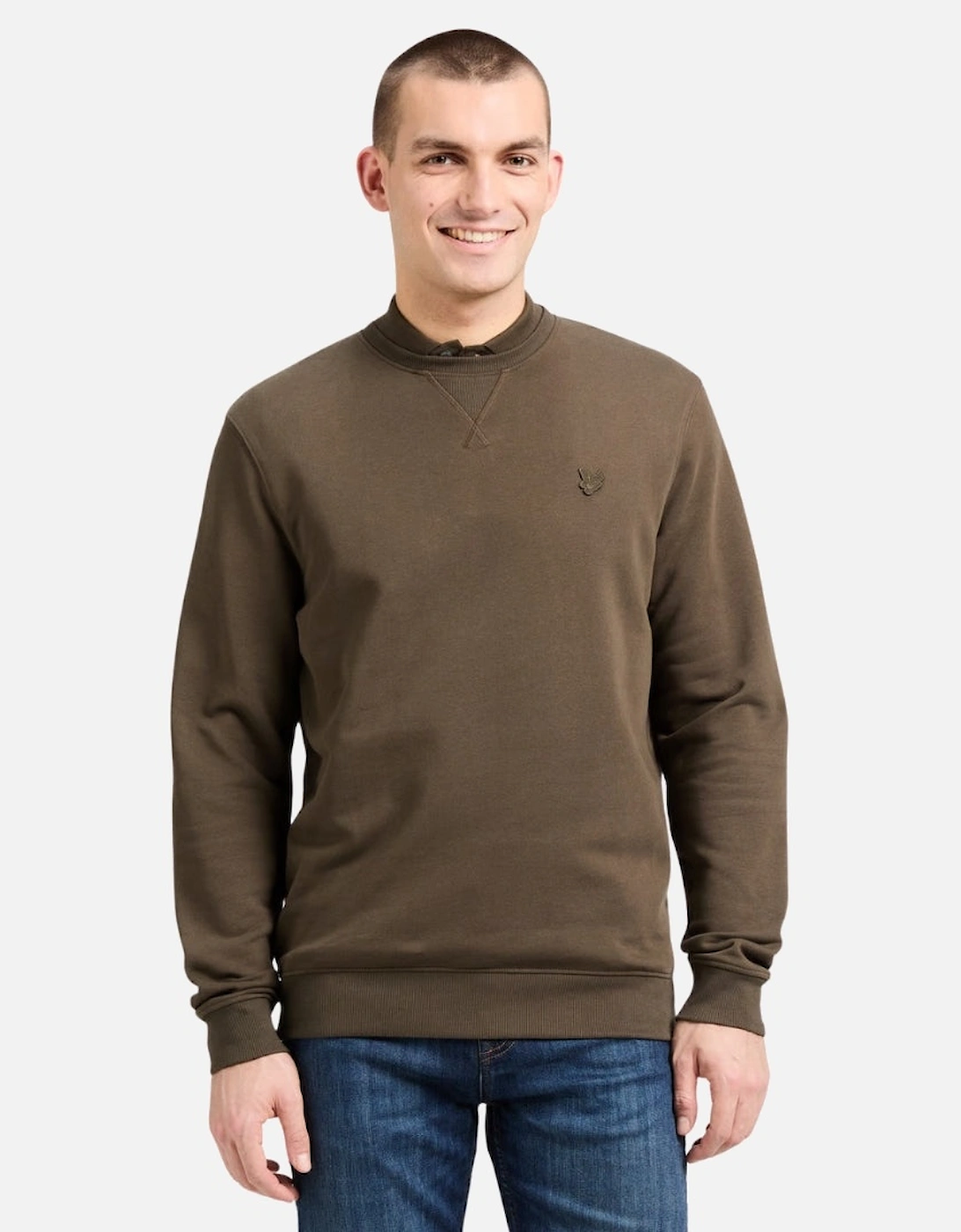 Lyle & Scott Tonal Eagle Form Green Crewneck Jumper
