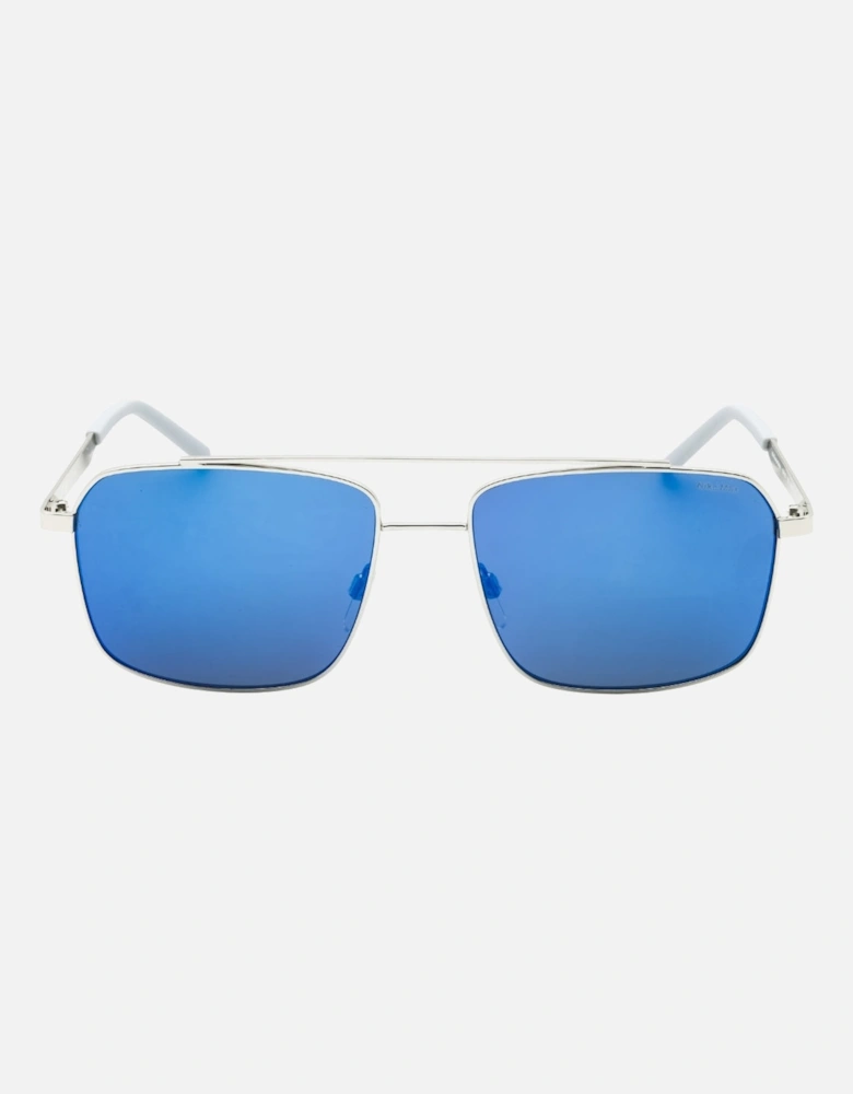Traveler Strike Blue Mirror Lens Silver Sunglasses