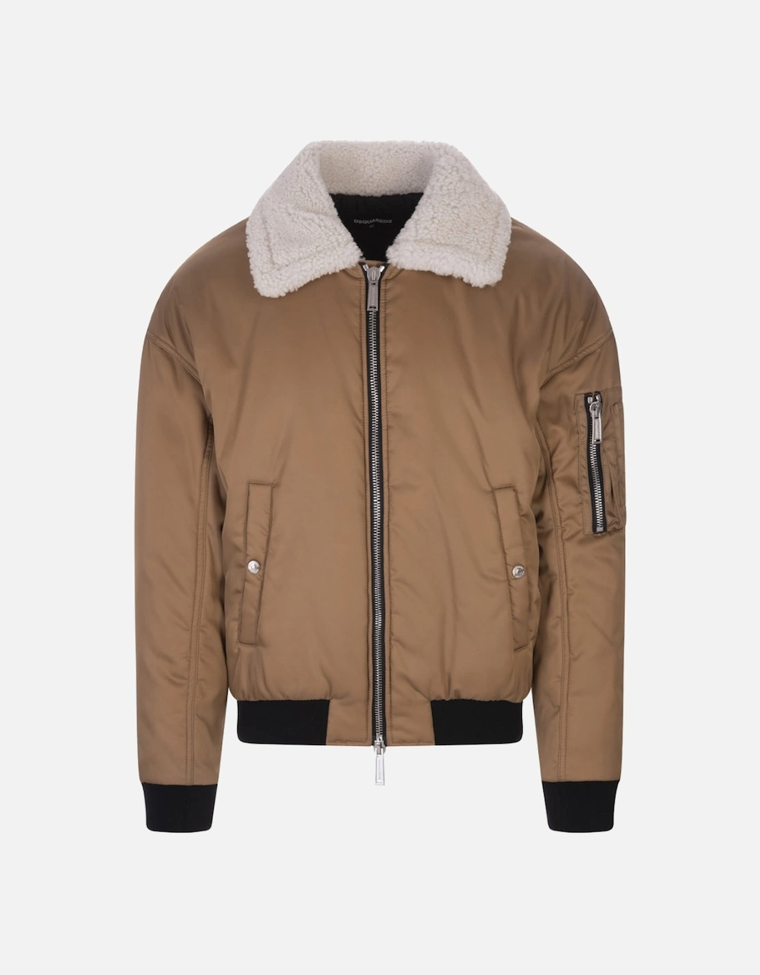 Maple Leaf Outline Design Brown Bomber Jacket