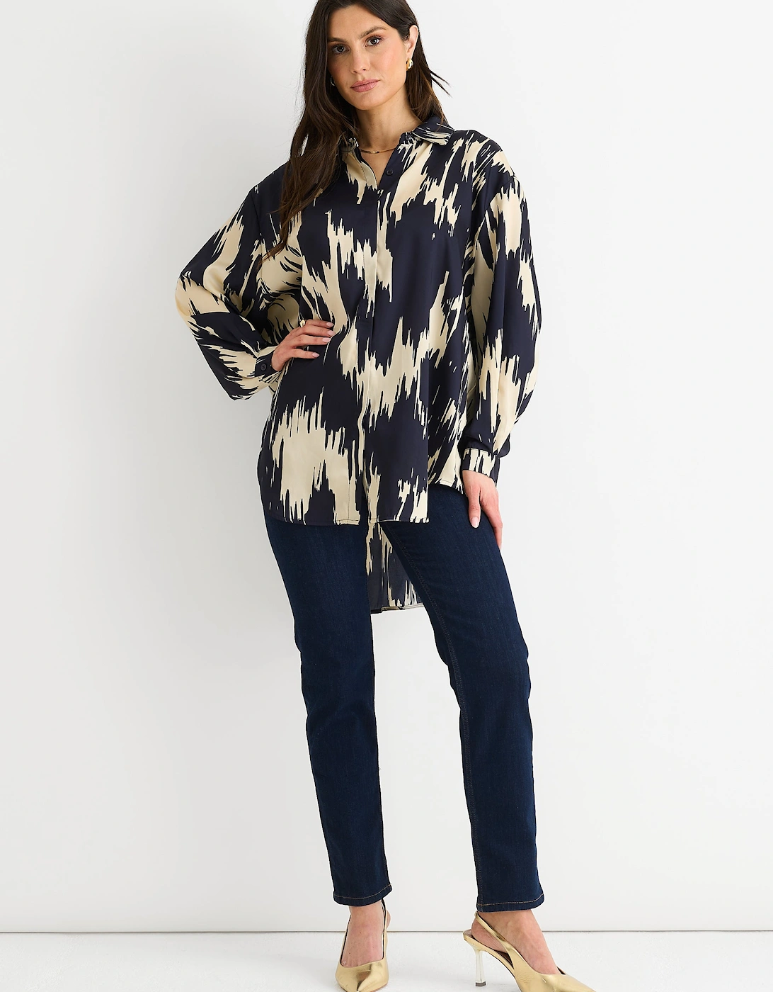 Navy Aztec Print Oversized Shirt, 5 of 4
