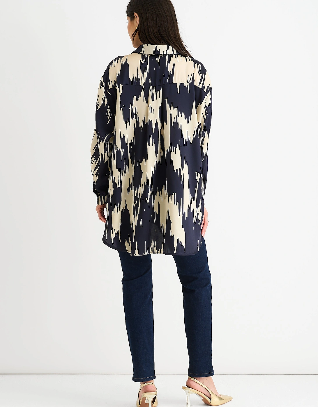 Navy Aztec Print Oversized  Shirt