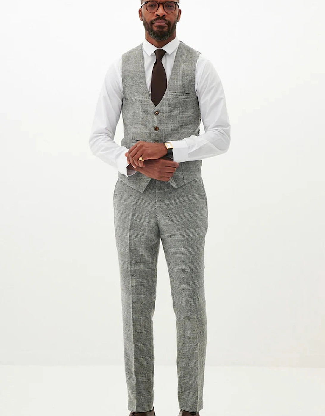 Kris Tweed Waistcoat - Silver/ Grey