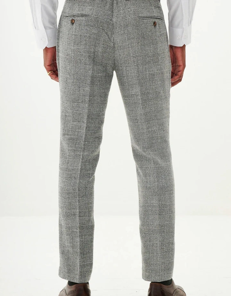 Kris Tweed Check Trousers - Silver/ Grey