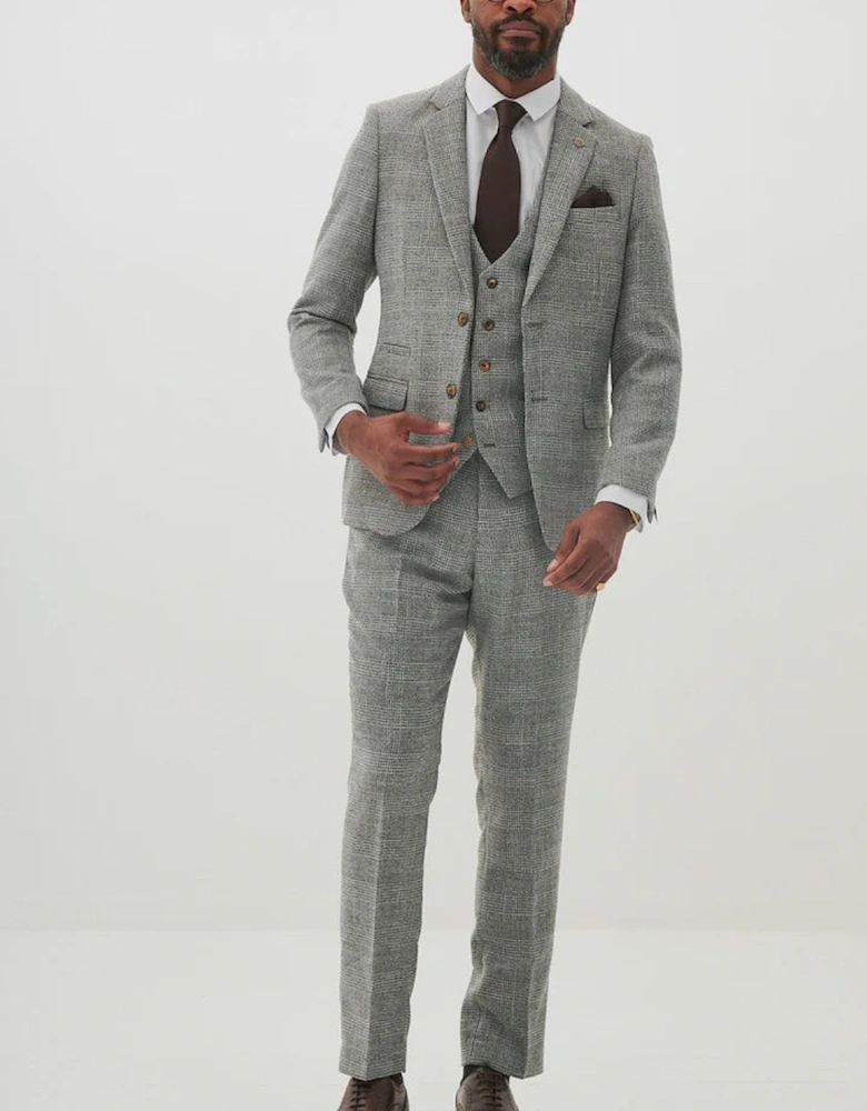 Kris Tweed Check Trousers - Silver/ Grey