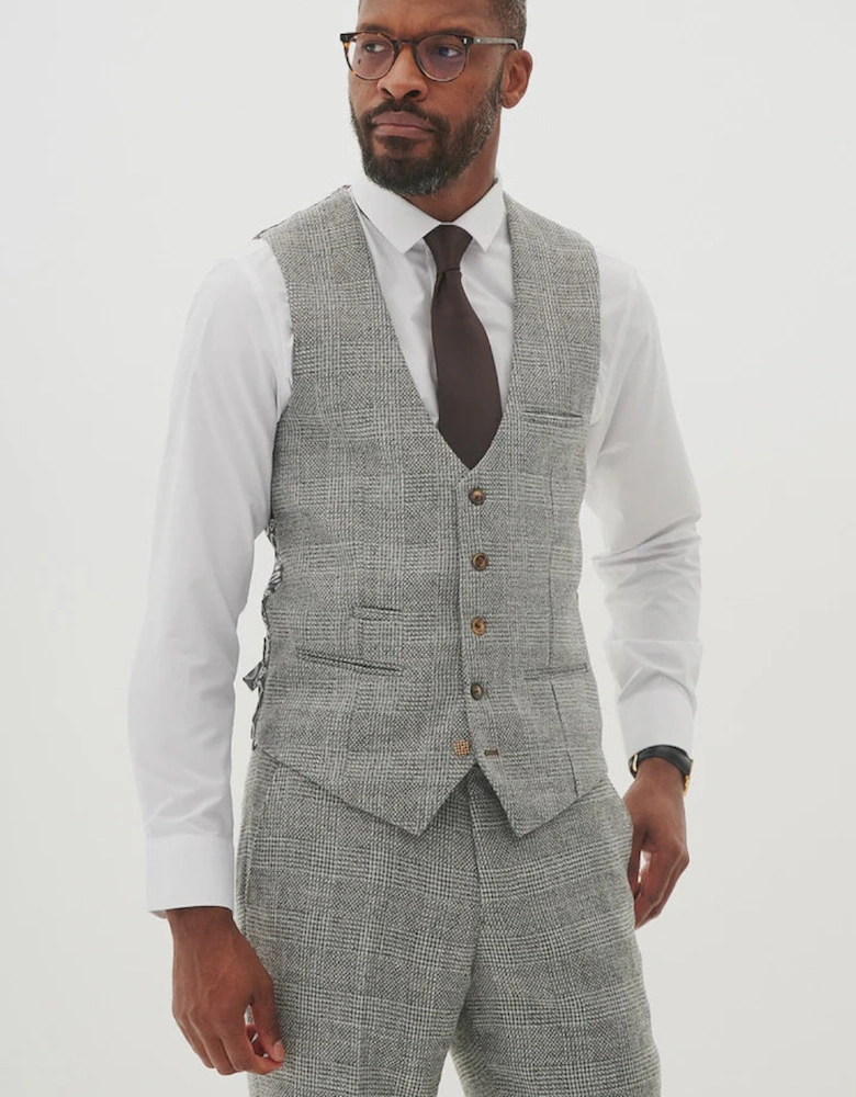Kris Tweed Waistcoat - Silver/ Grey