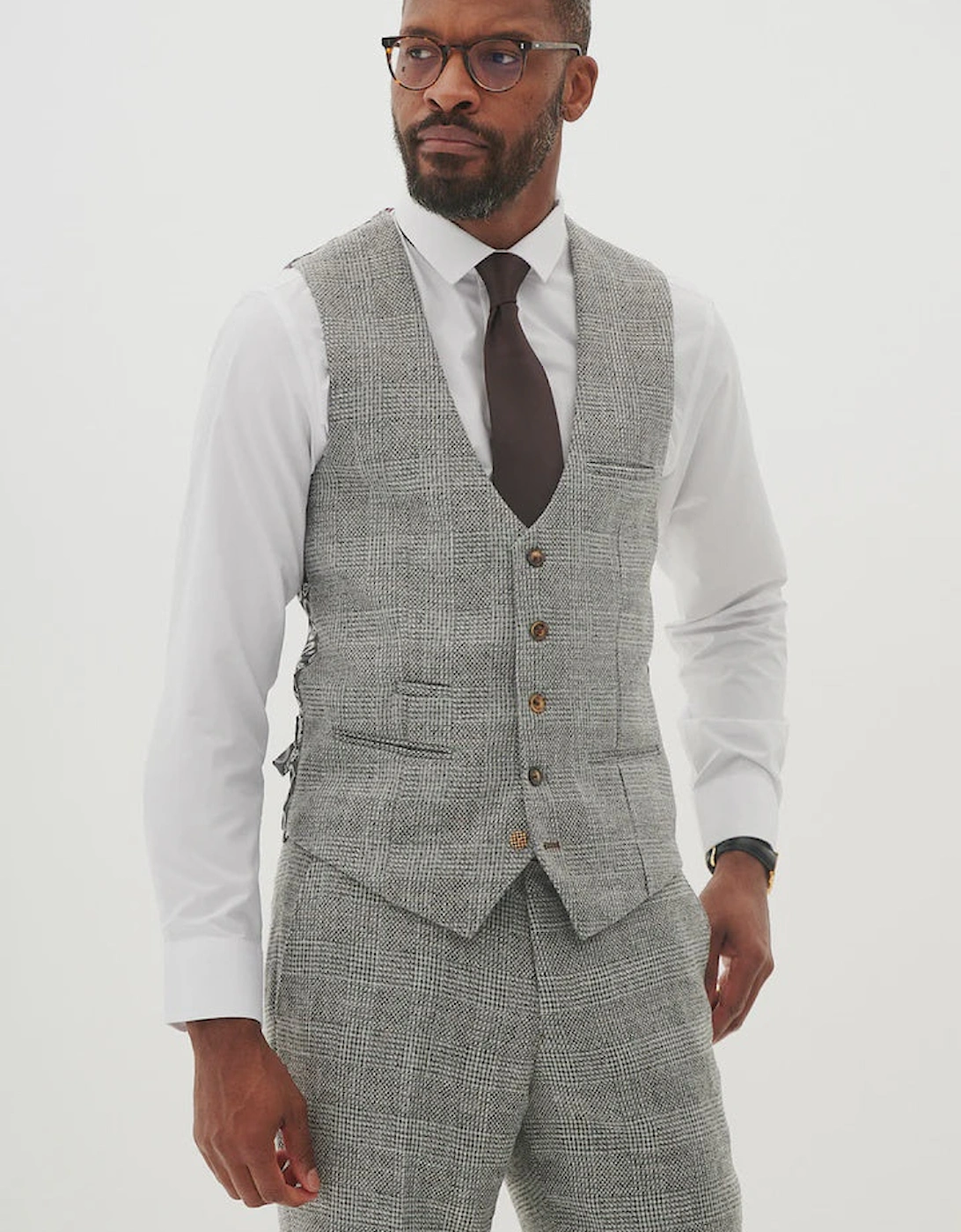 Kris Tweed Waistcoat - Silver/ Grey, 7 of 6