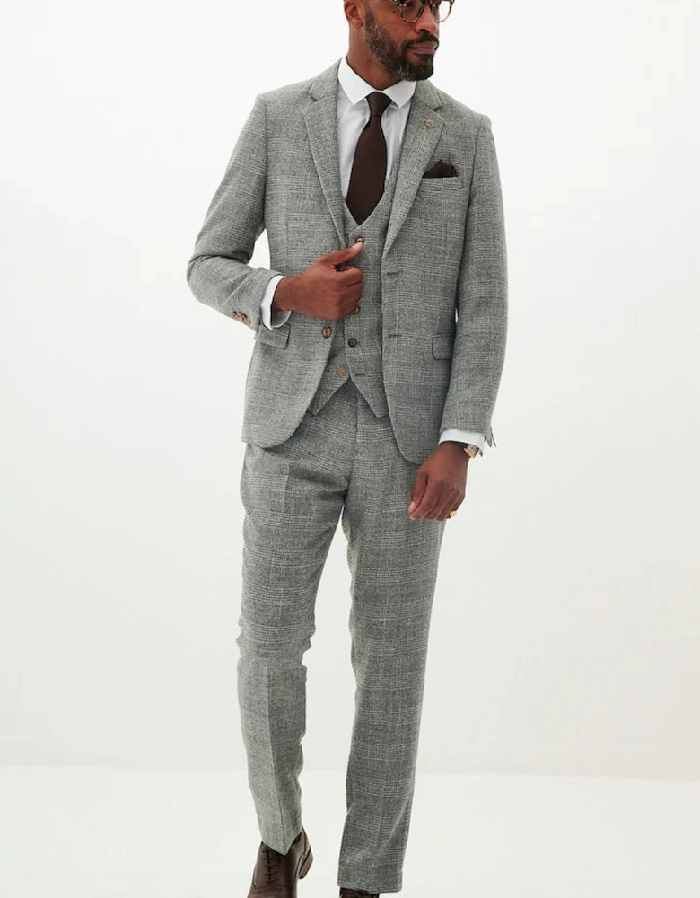 Kris Tweed Check Trousers - Silver/ Grey