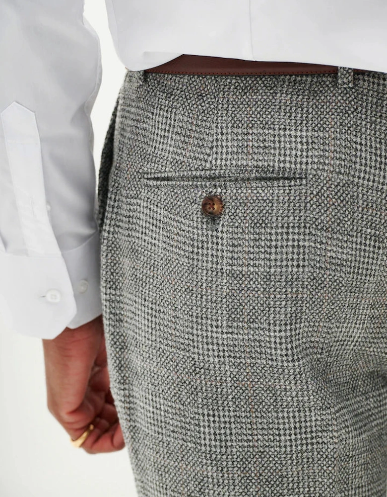 Kris Tweed Check Trousers - Silver/ Grey