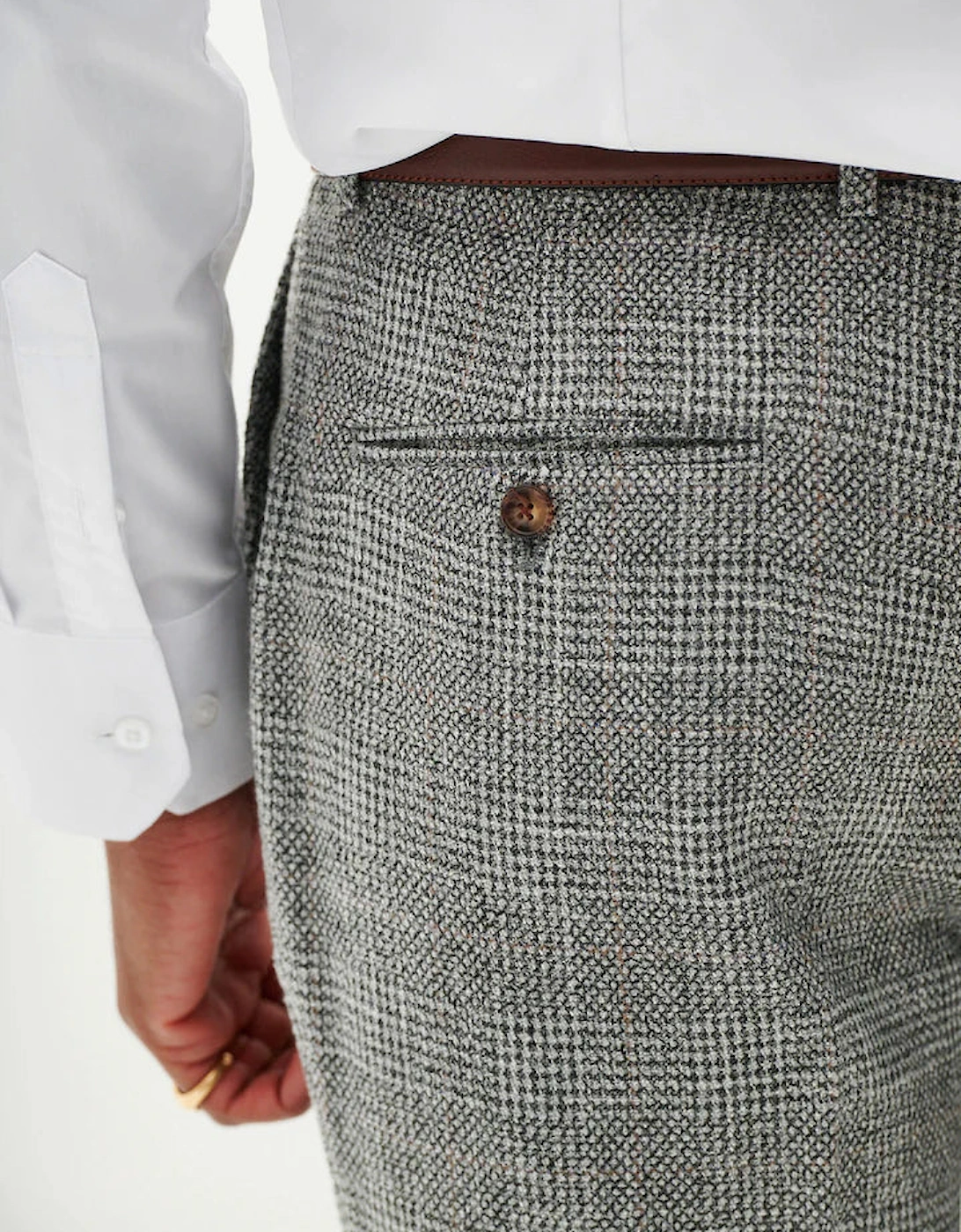 Kris Tweed Check Trousers - Silver/ Grey