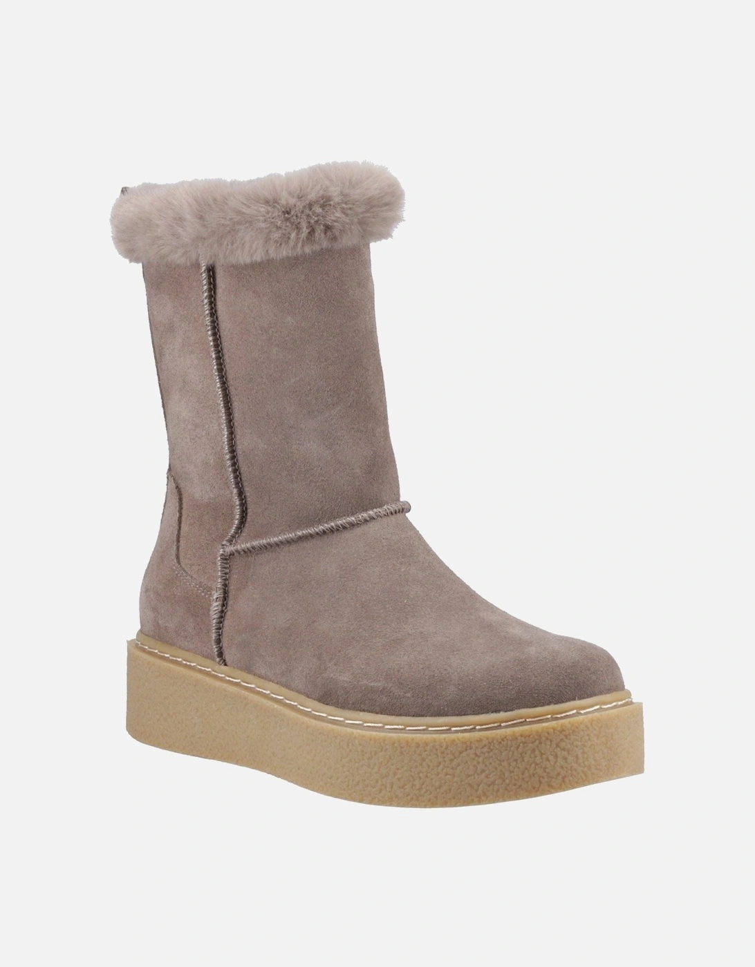 Hush Puppies Women's Grey Becca Mid Suede Taupe Boots - Size 6