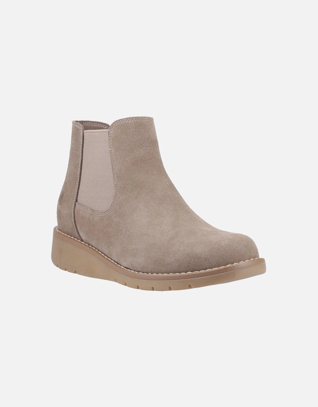 Hush Puppies Women's Grey Leonie Suede Taupe Flat Chelsea Boots - Size 6
