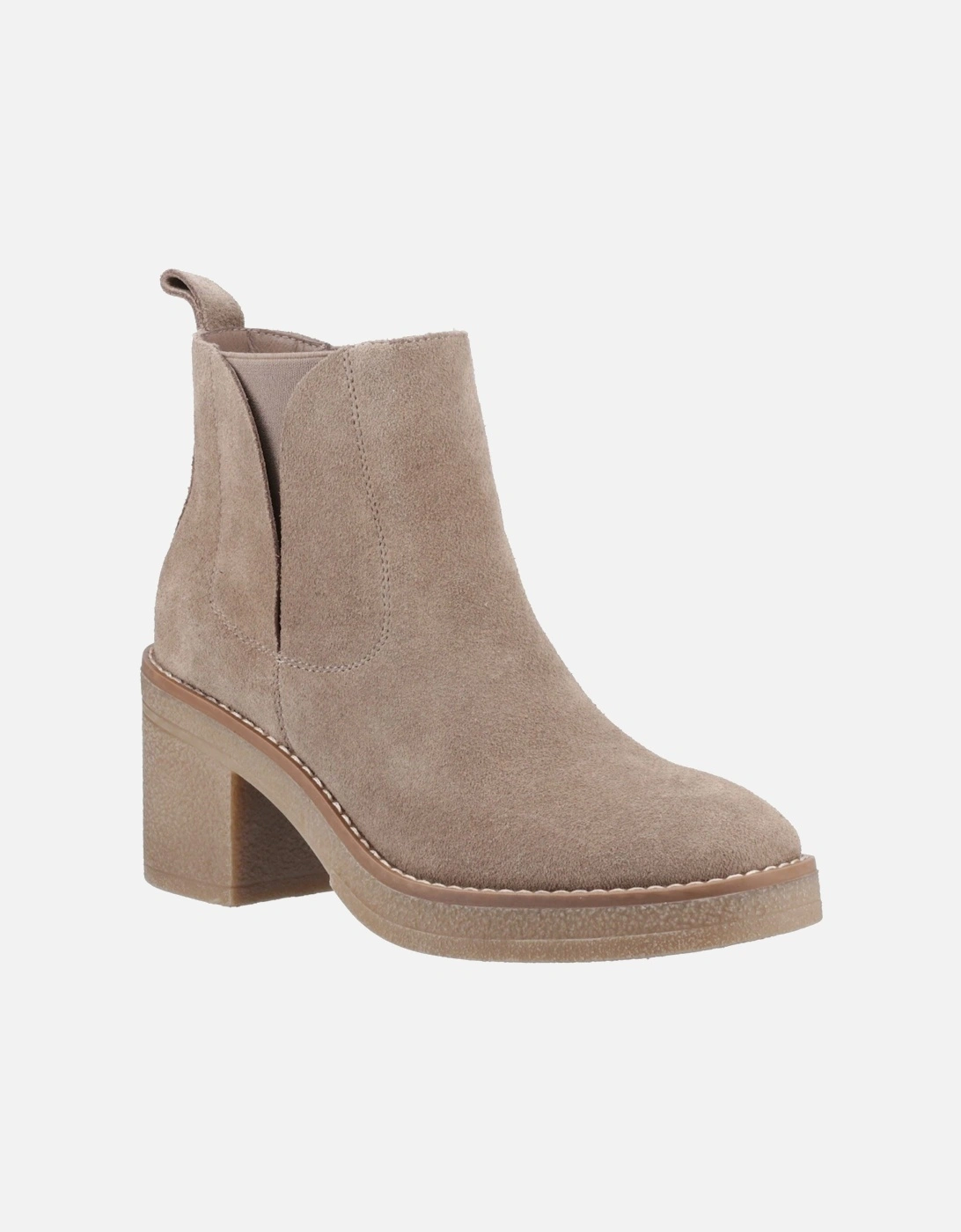 Felicia Suede Women's Taupe Heeled Chelsea Boots, 6 of 5