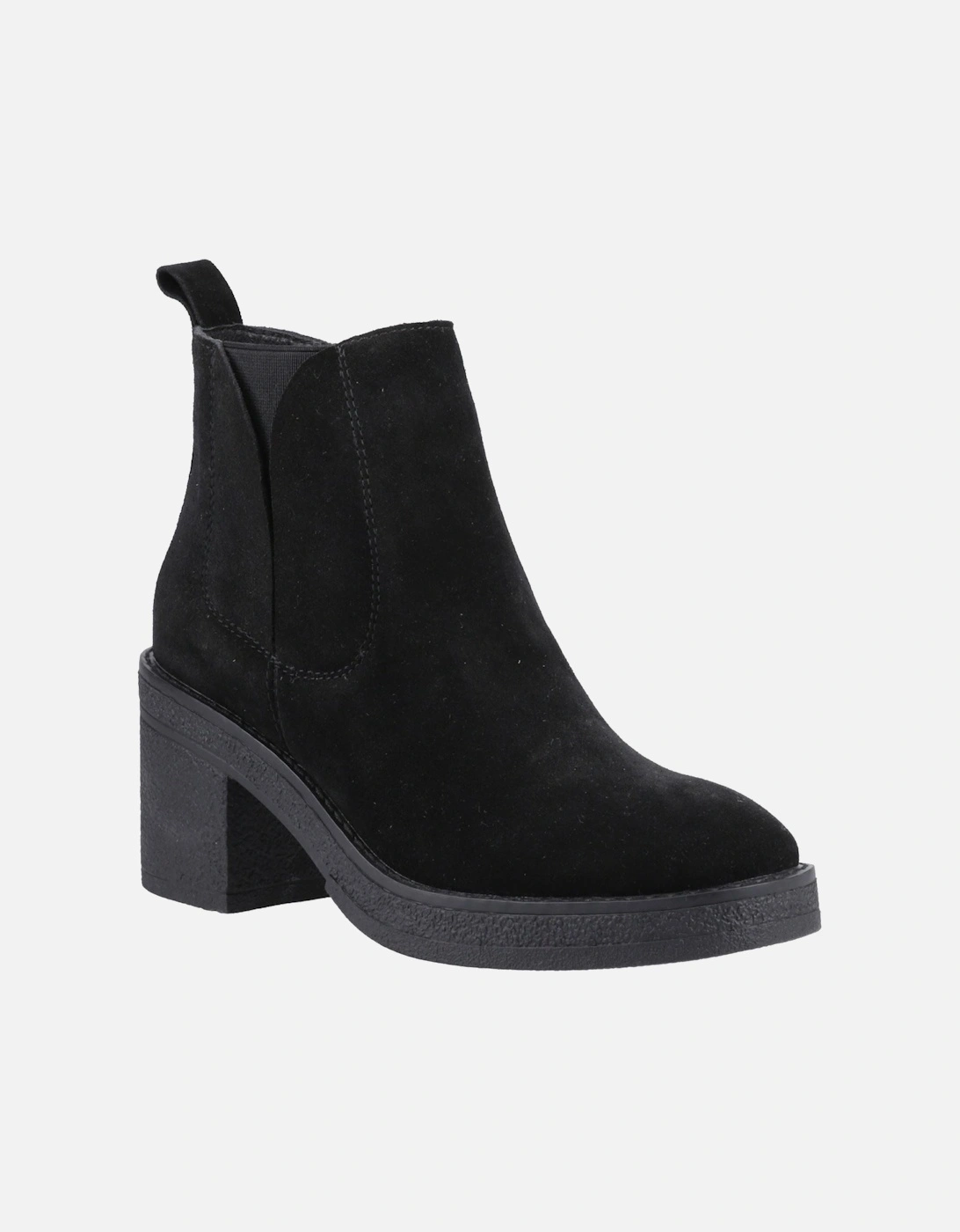 Felicia Suede Women's Black Heeled Chelsea Boots, 6 of 5