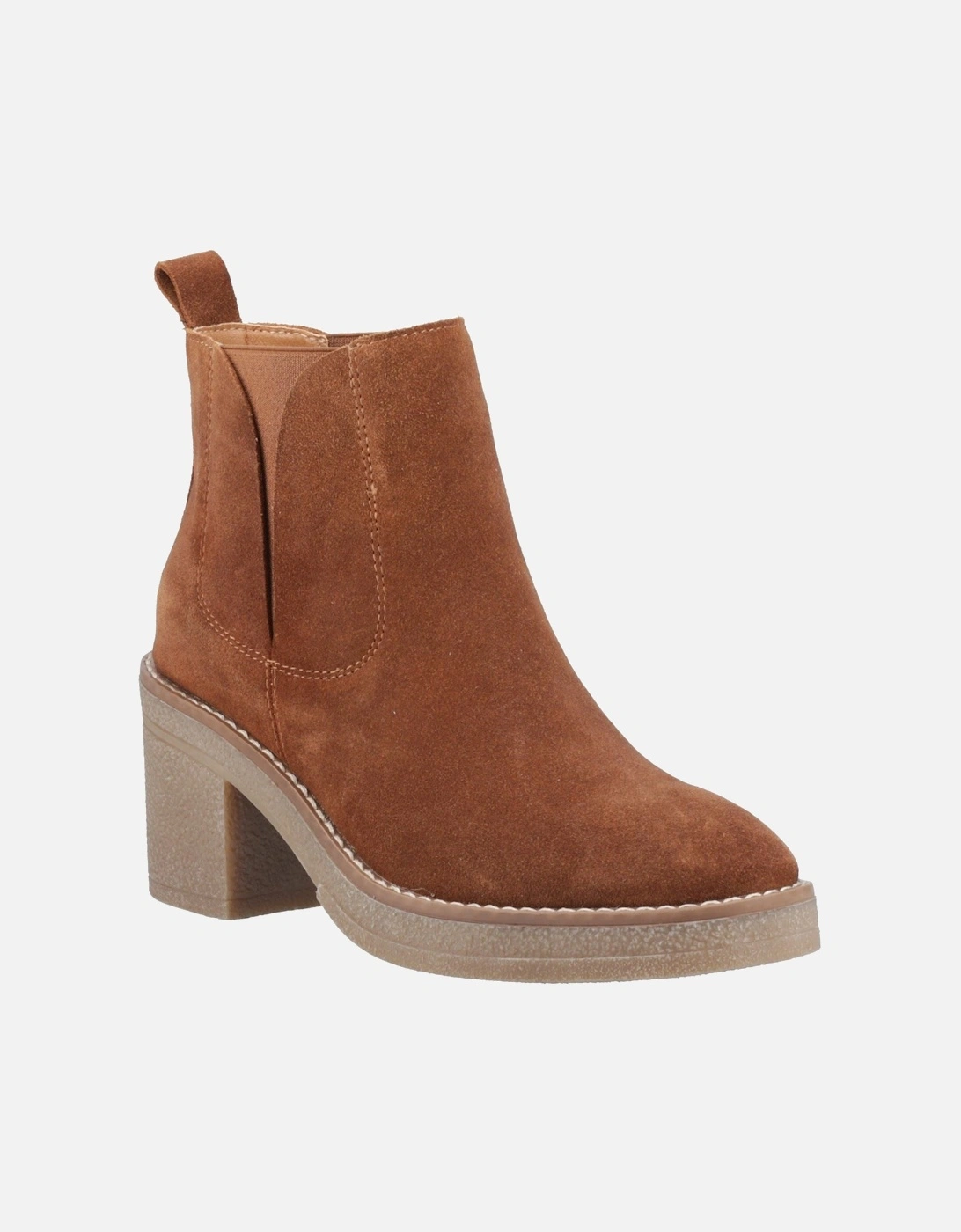 Hush Puppies Felicia Women's Suede Ankle Boots with Block Heel and Water Repellent Finish, Tan Brown, Size UK 8