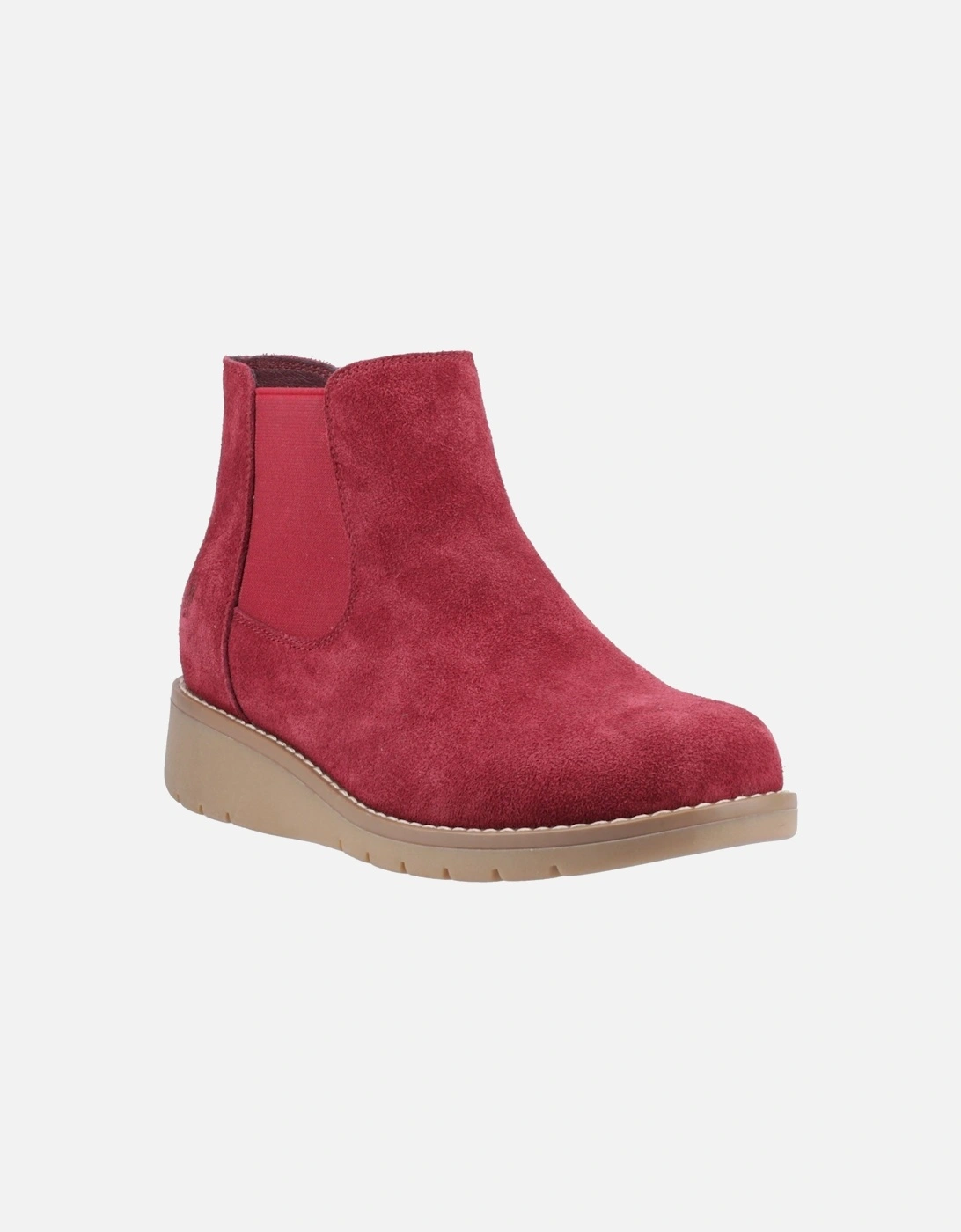 Hush Puppies Women's Hush Puppies Leonie Suede Women's Burgundy Flat Chelsea Boots - Red
