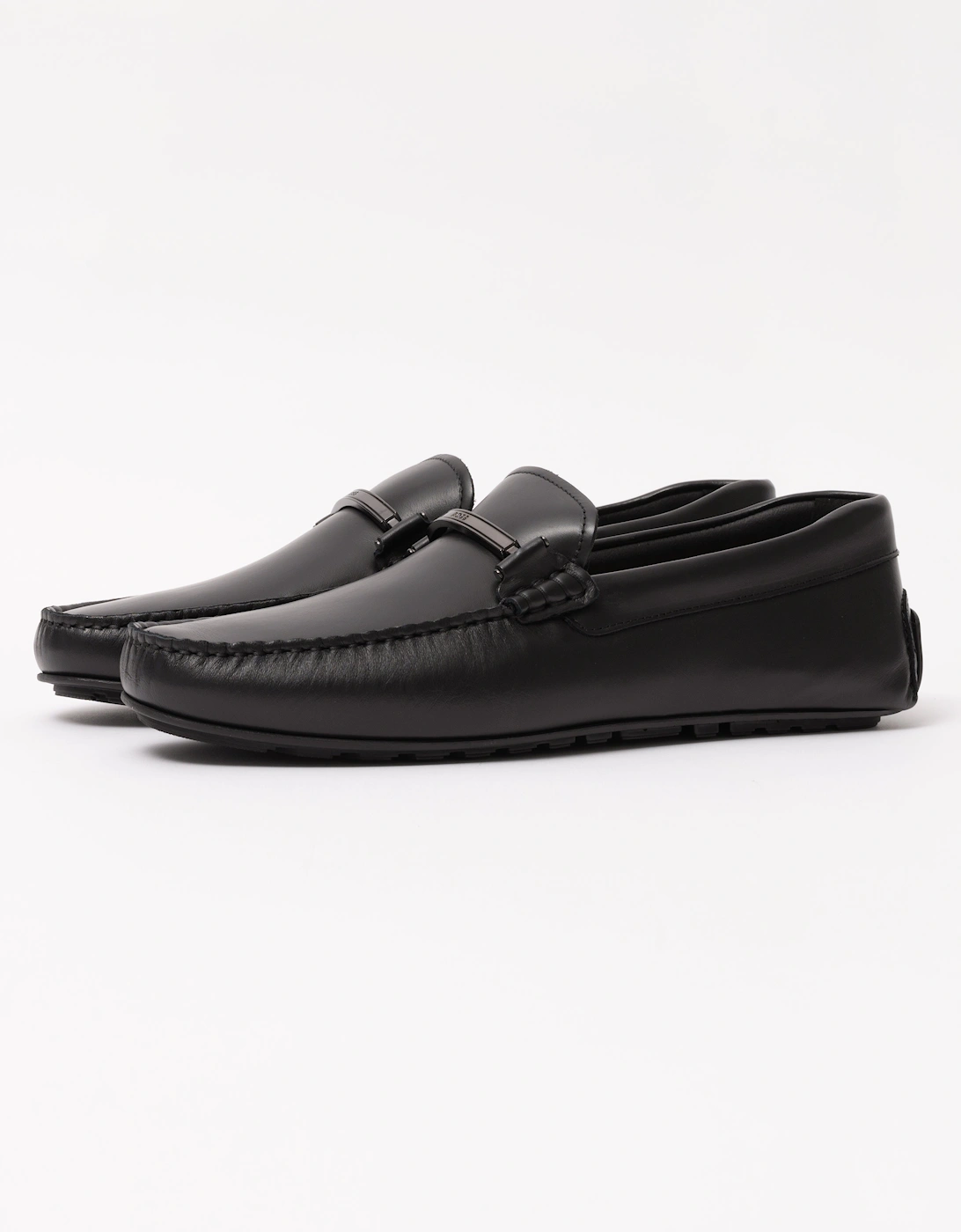 Hugo Boss Men's Black Boss Orange Noel Leather Driver Shoes With Branded Hardware - 001 - Size: 8