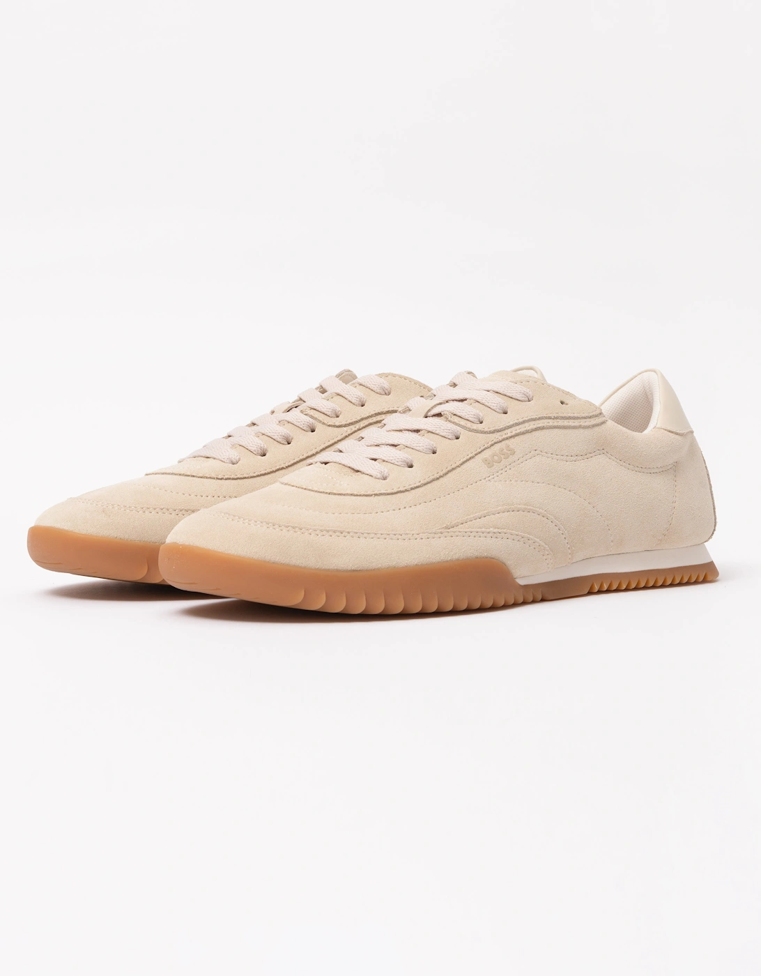 Boss Men's BOSS Orange Careton Mens Low-top trainers in suede and leather - Open White 131 - Tan