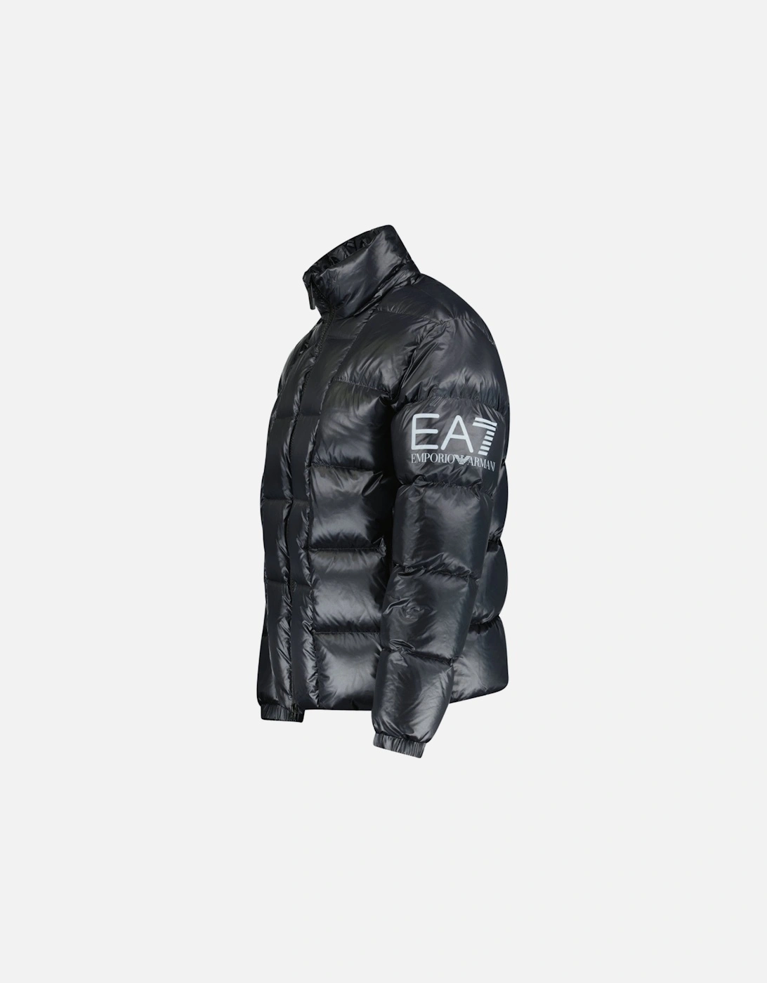 Down Padded Detachable Hood Puffer Jacket Black