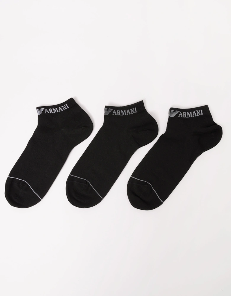 3 Pack Mens Trainer Socks - Black/Black/Black MC215