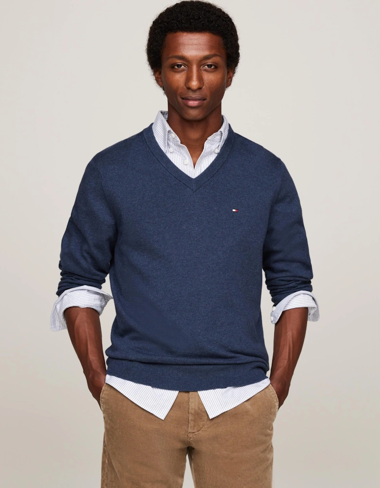 Pima Organic Cotton Mens Cashmere V-Neck Jumper