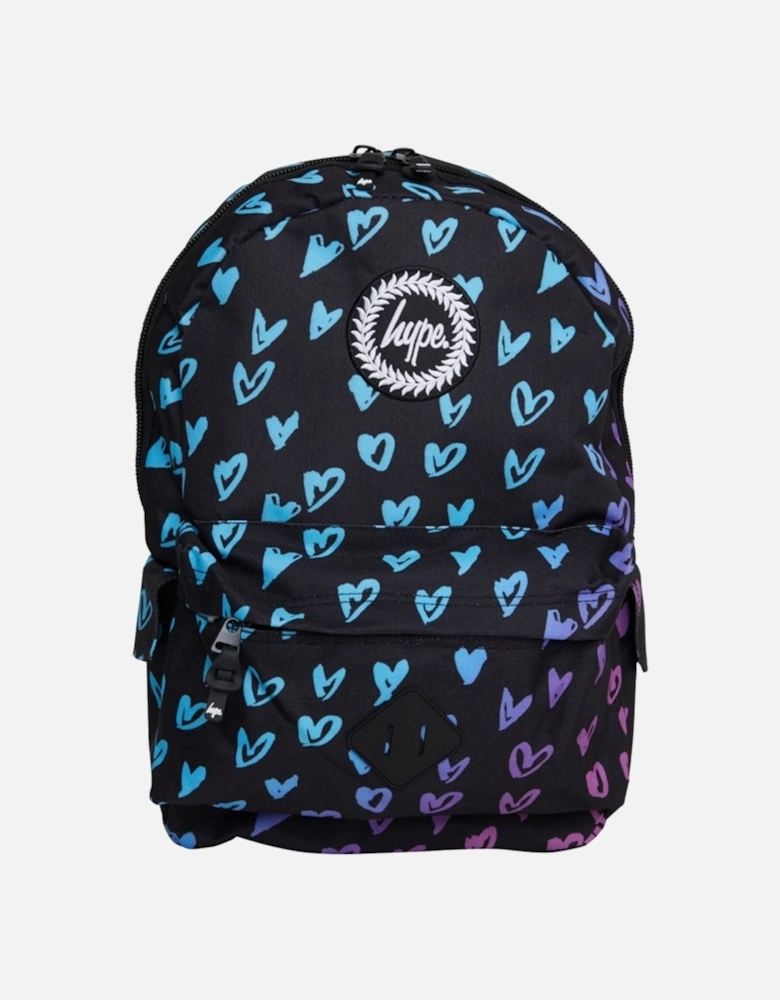 Girls Scribble Heart School Backpack - Multi - OS