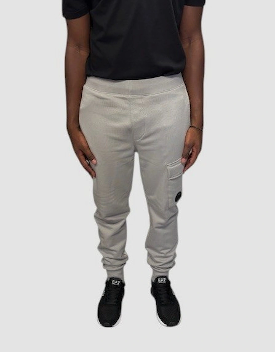 Cp Company Men's Grey Lens Pocket Fleece Sweat Jogger - Drizzle - Size: Regular/40