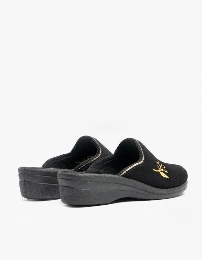 Jo & Joe HELEN Womens Wedge Heel Mule Slippers Black