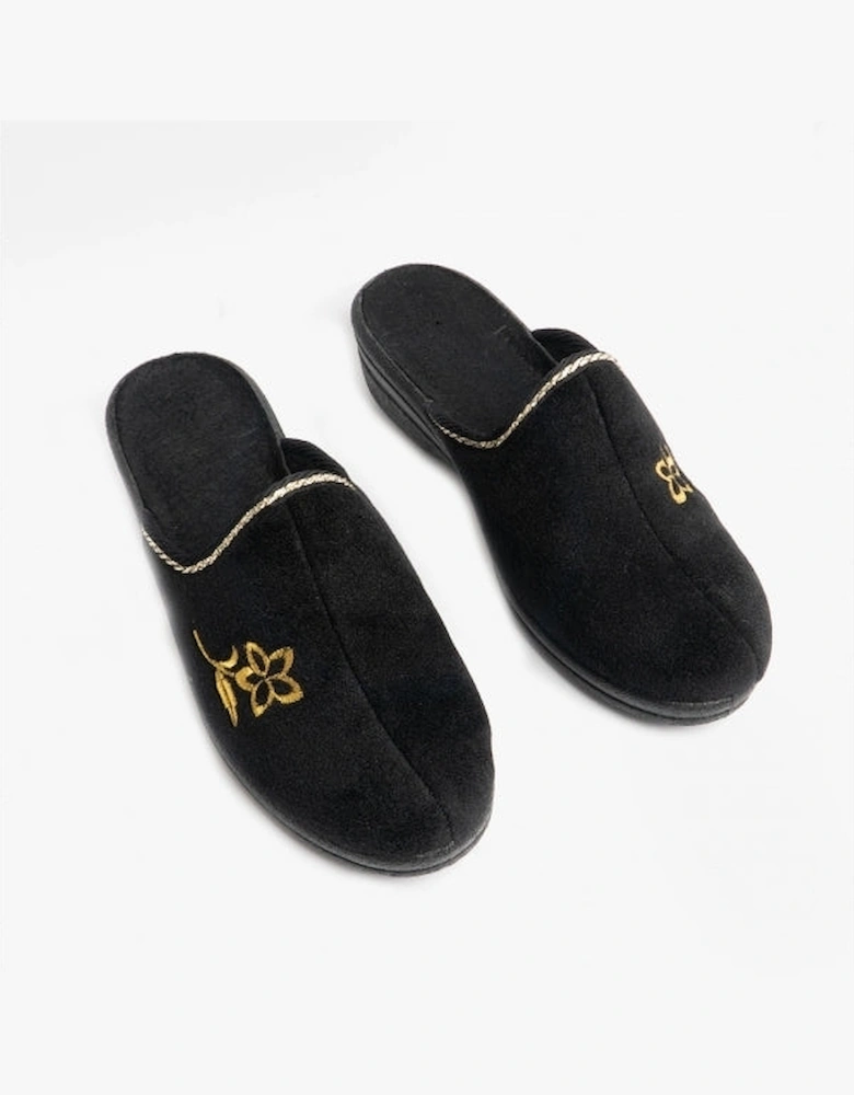 Jo & Joe HELEN Womens Wedge Heel Mule Slippers Black